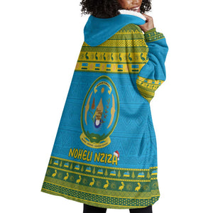 Afro Rwanda Christmas Wearable Blanket Hoodie Noheli Nziza Coat Of Arms - African Pattern