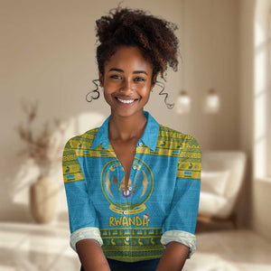 Afro Rwanda Christmas Women Casual Shirt Noheli Nziza Coat Of Arms - African Pattern