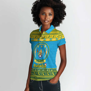 Afro Rwanda Christmas Women Polo Shirt Noheli Nziza Coat Of Arms - African Pattern