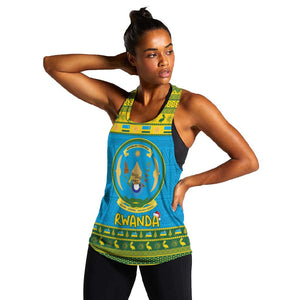 Afro Rwanda Christmas Women Racerback Tank Noheli Nziza Coat Of Arms - African Pattern