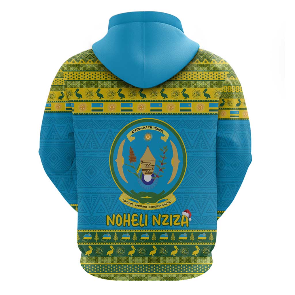 Afro Rwanda Christmas Zip Hoodie Noheli Nziza Coat Of Arms - African Pattern
