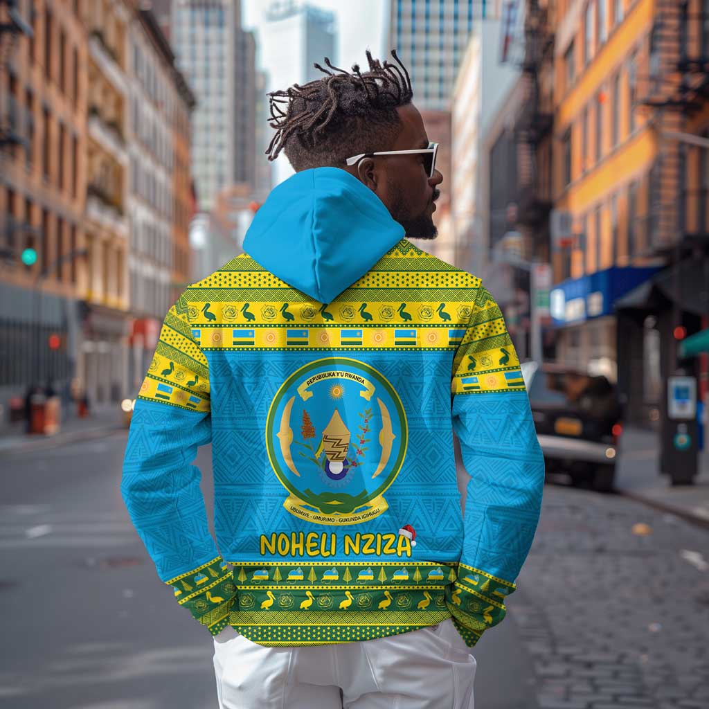 Afro Rwanda Christmas Zip Hoodie Noheli Nziza Coat Of Arms - African Pattern