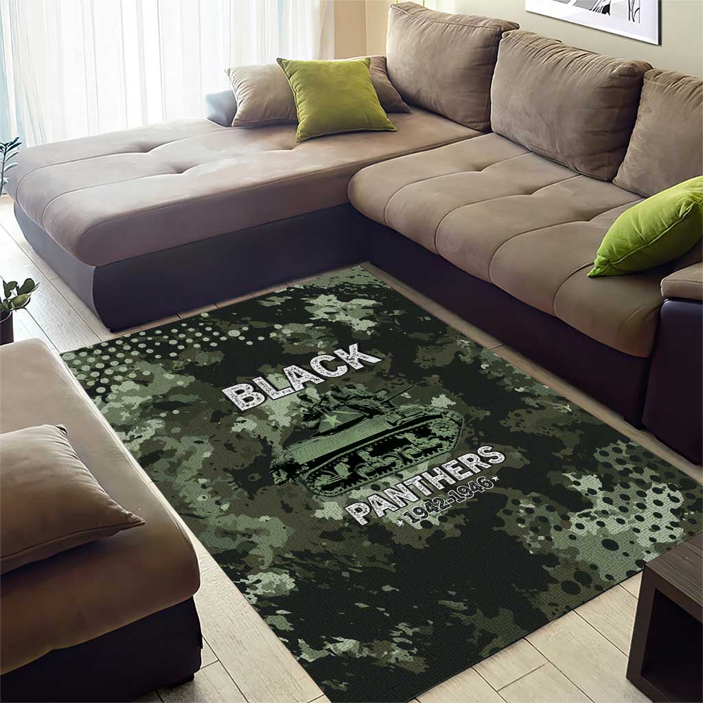 761st Tank Battalion Black Panthers Area Rug WWII Military Camouflage - African Pride