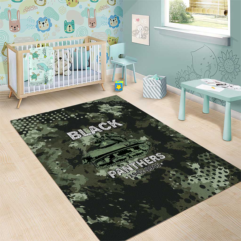 761st Tank Battalion Black Panthers Area Rug WWII Military Camouflage - African Pride