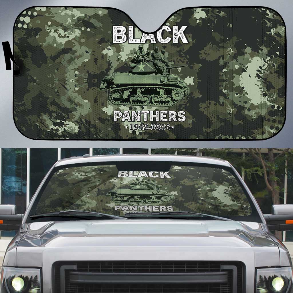 761st Tank Battalion Black Panthers Auto Sun Shade WWII Military Camouflage - African Pride