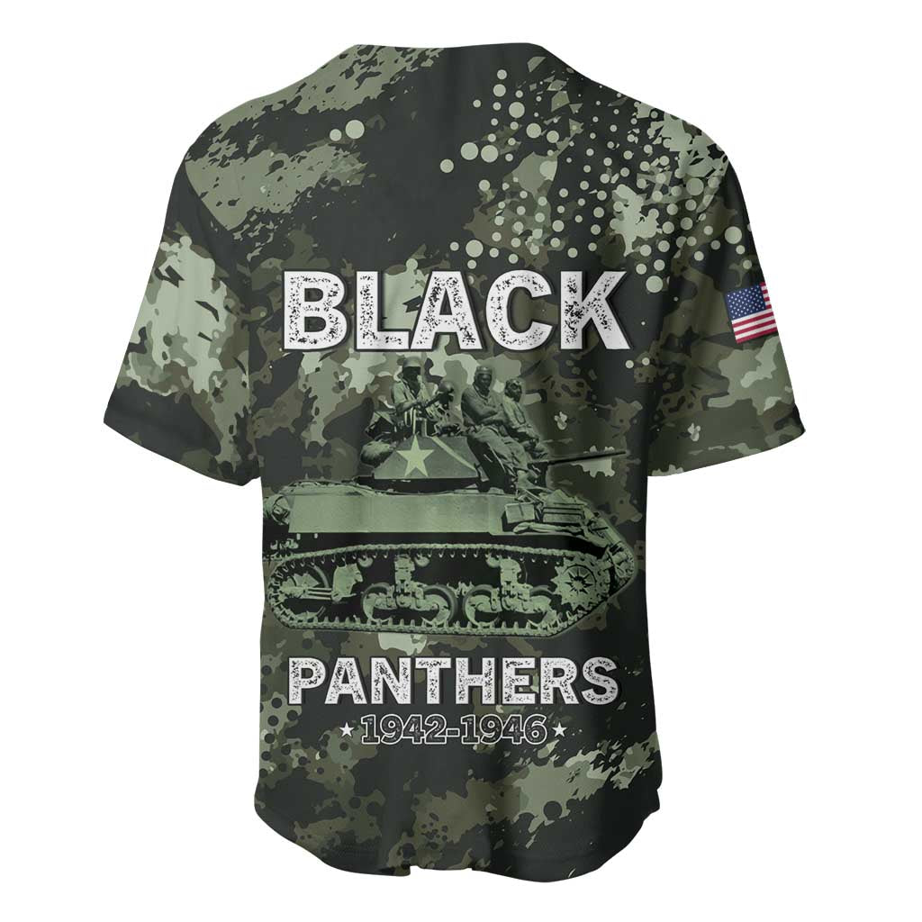 761st Tank Battalion Black Panthers Baseball Jersey WWII Military Camouflage - African Pride