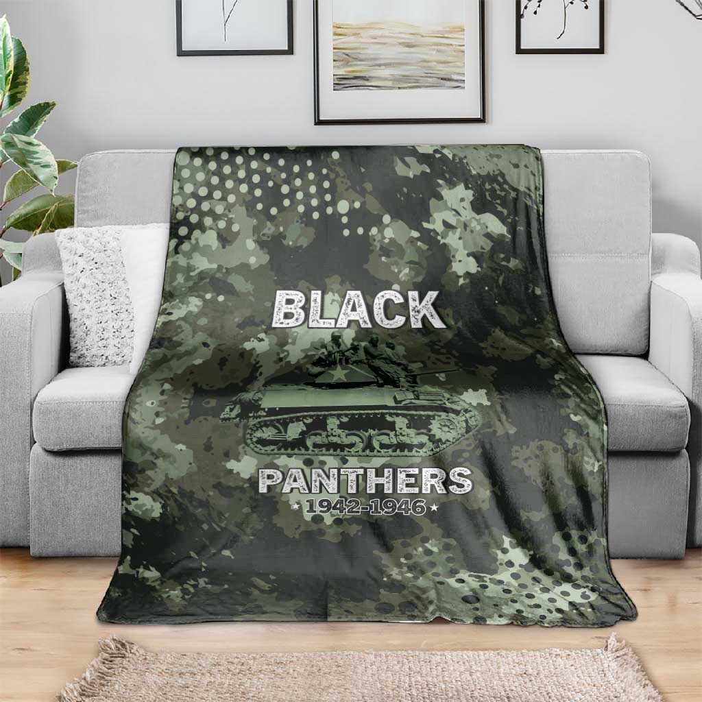 761st Tank Battalion Black Panthers Blanket WWII Military Camouflage - African Pride