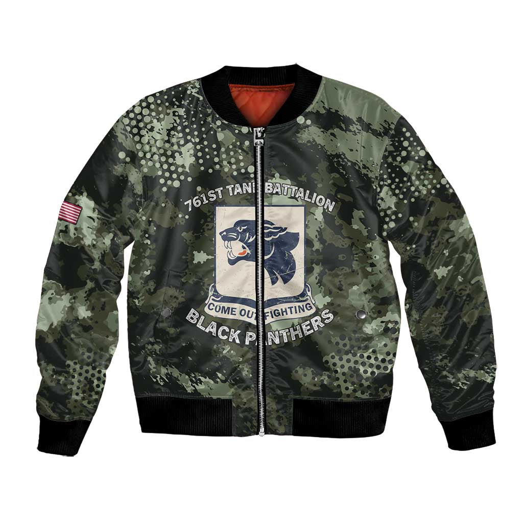761st Tank Battalion Black Panthers Bomber Jacket WWII Military Camouflage - African Pride