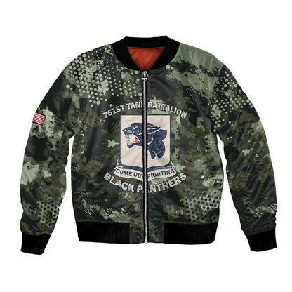 761st Tank Battalion Black Panthers Bomber Jacket WWII Military Camouflage - African Pride