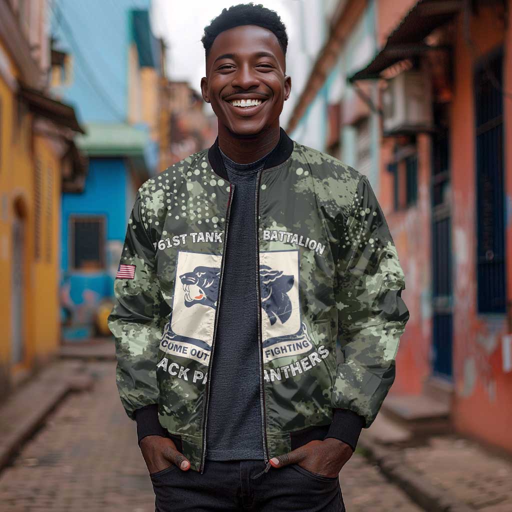 761st Tank Battalion Black Panthers Bomber Jacket WWII Military Camouflage - African Pride