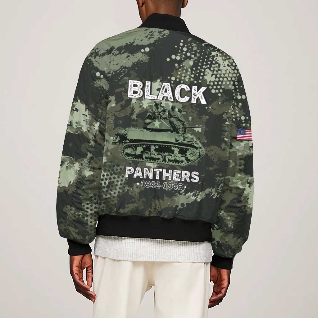 761st Tank Battalion Black Panthers Bomber Jacket WWII Military Camouflage - African Pride