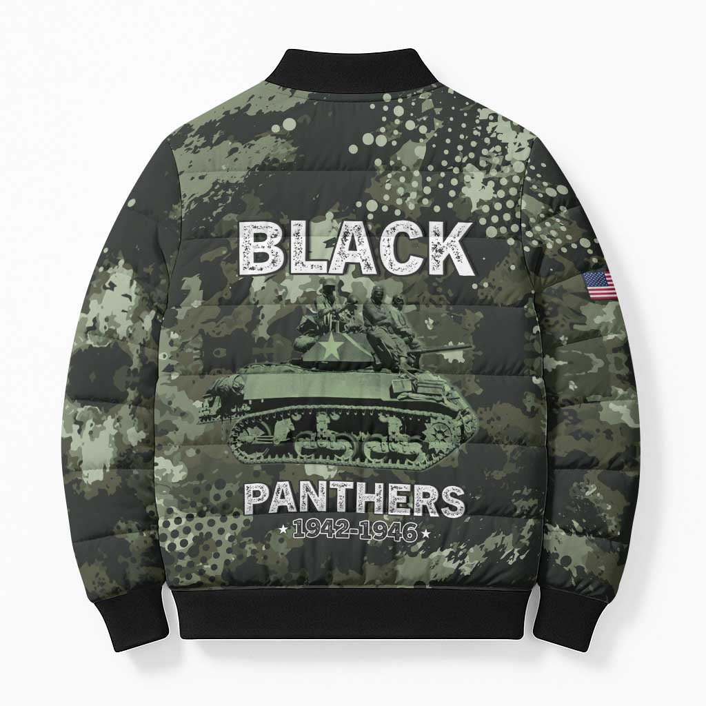 761st Tank Battalion Black Panthers Bomber Puffer Jacket WWII Military Camouflage - African Pride
