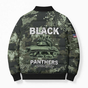 761st Tank Battalion Black Panthers Bomber Puffer Jacket WWII Military Camouflage - African Pride