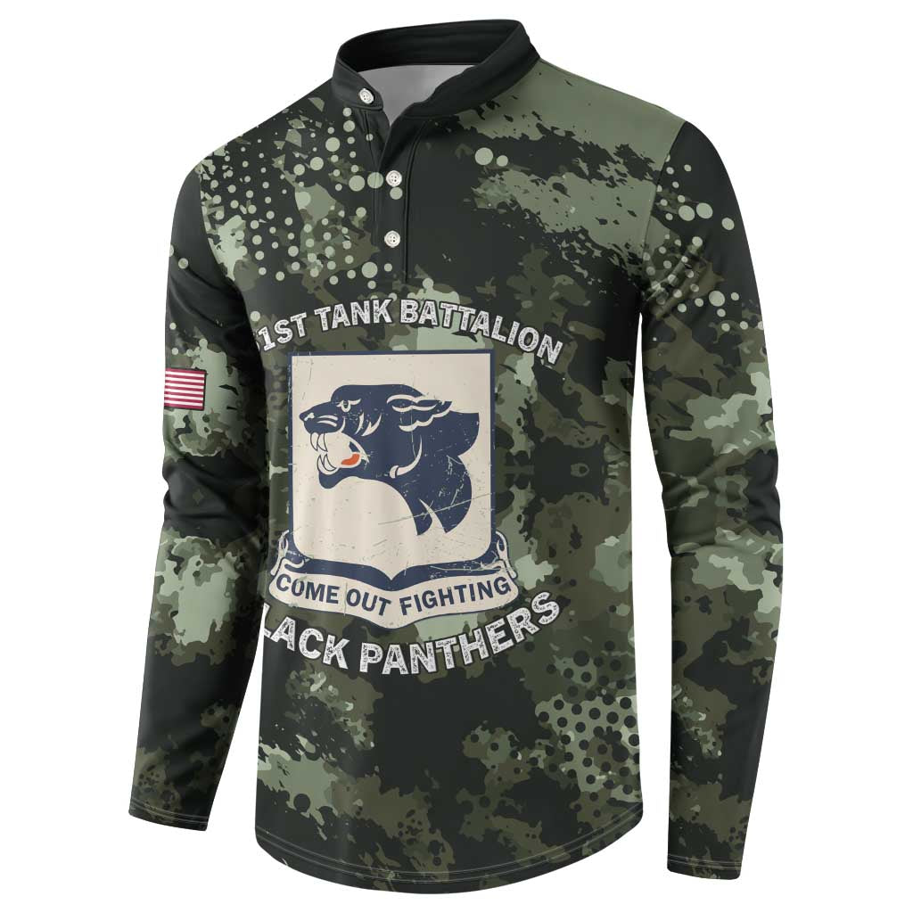 761st Tank Battalion Black Panthers Button Sweatshirt WWII Military Camouflage