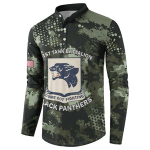 761st Tank Battalion Black Panthers Button Sweatshirt WWII Military Camouflage