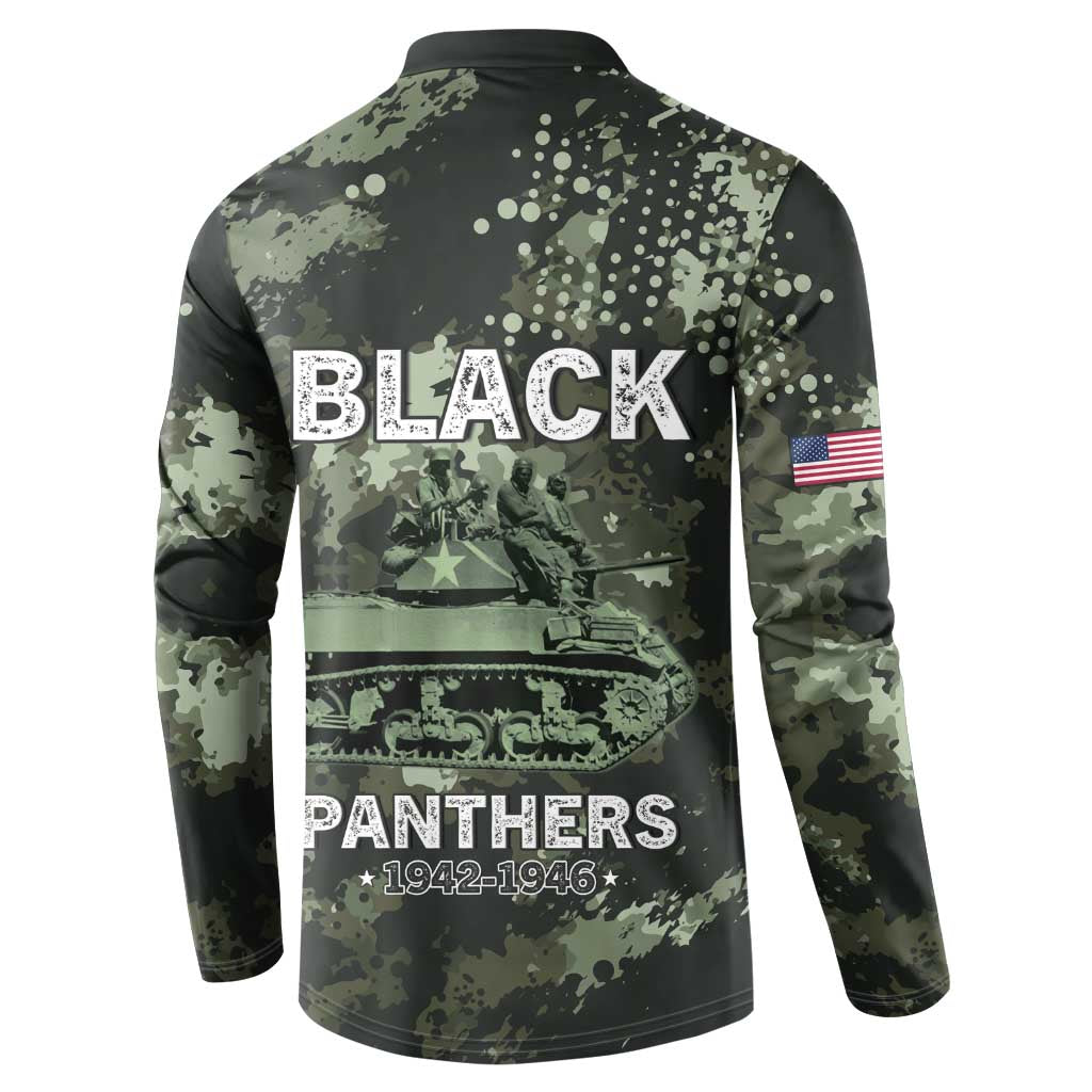 761st Tank Battalion Black Panthers Button Sweatshirt WWII Military Camouflage