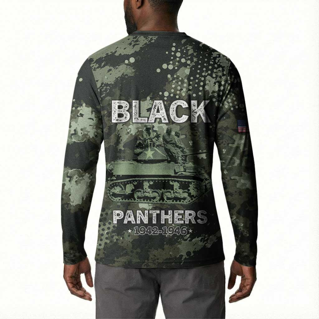 761st Tank Battalion Black Panthers Button Sweatshirt WWII Military Camouflage