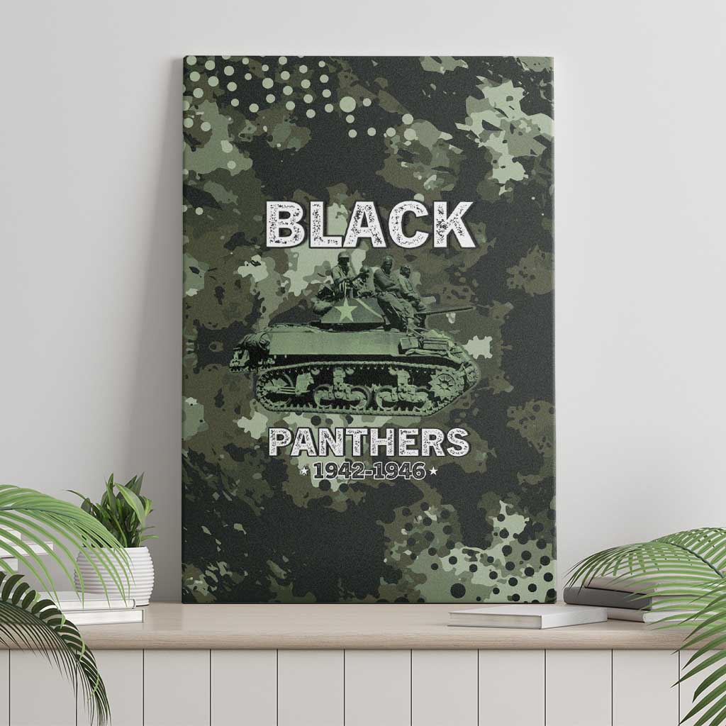761st Tank Battalion Black Panthers Canvas Wall Art WWII Military Camouflage - African Pride