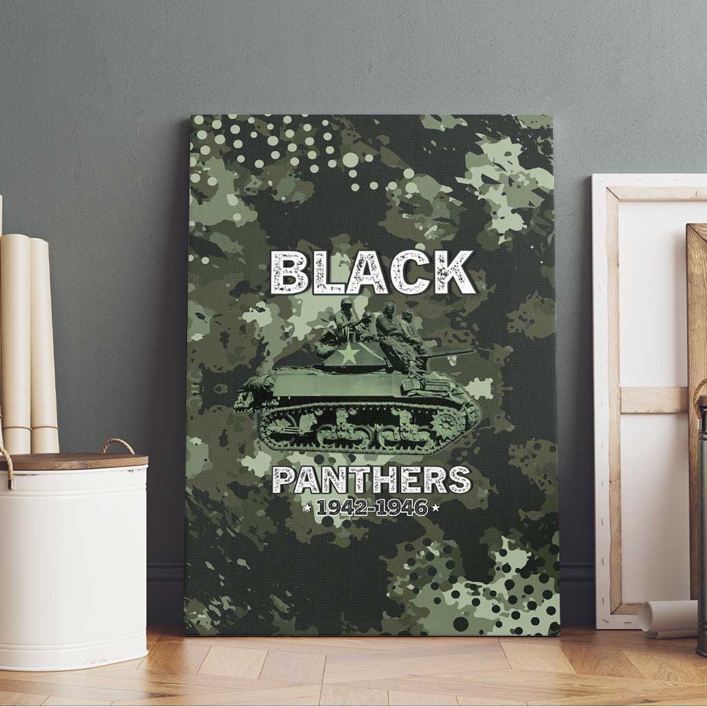 761st Tank Battalion Black Panthers Canvas Wall Art WWII Military Camouflage - African Pride