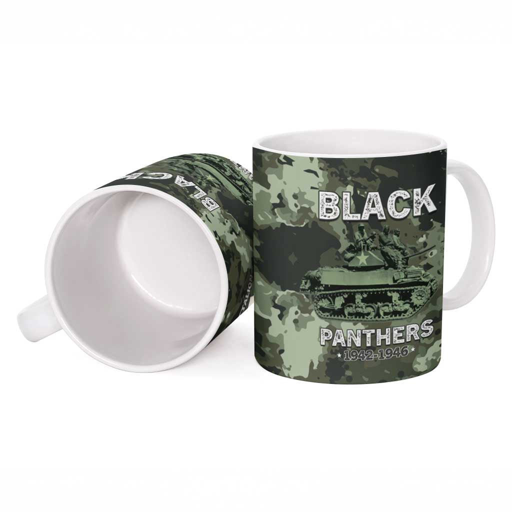 761st Tank Battalion Black Panthers Ceramic Mug WWII Military Camouflage - African Pride