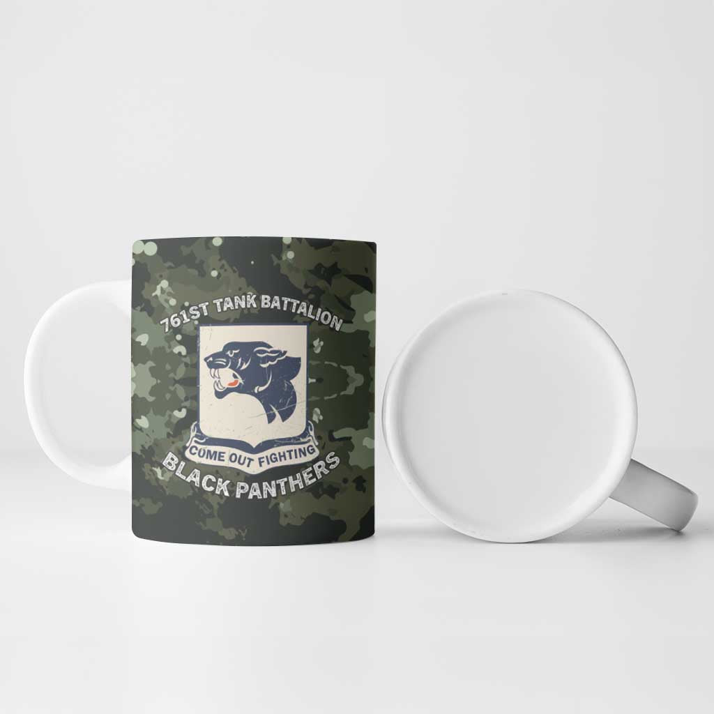 761st Tank Battalion Black Panthers Ceramic Mug WWII Military Camouflage - African Pride