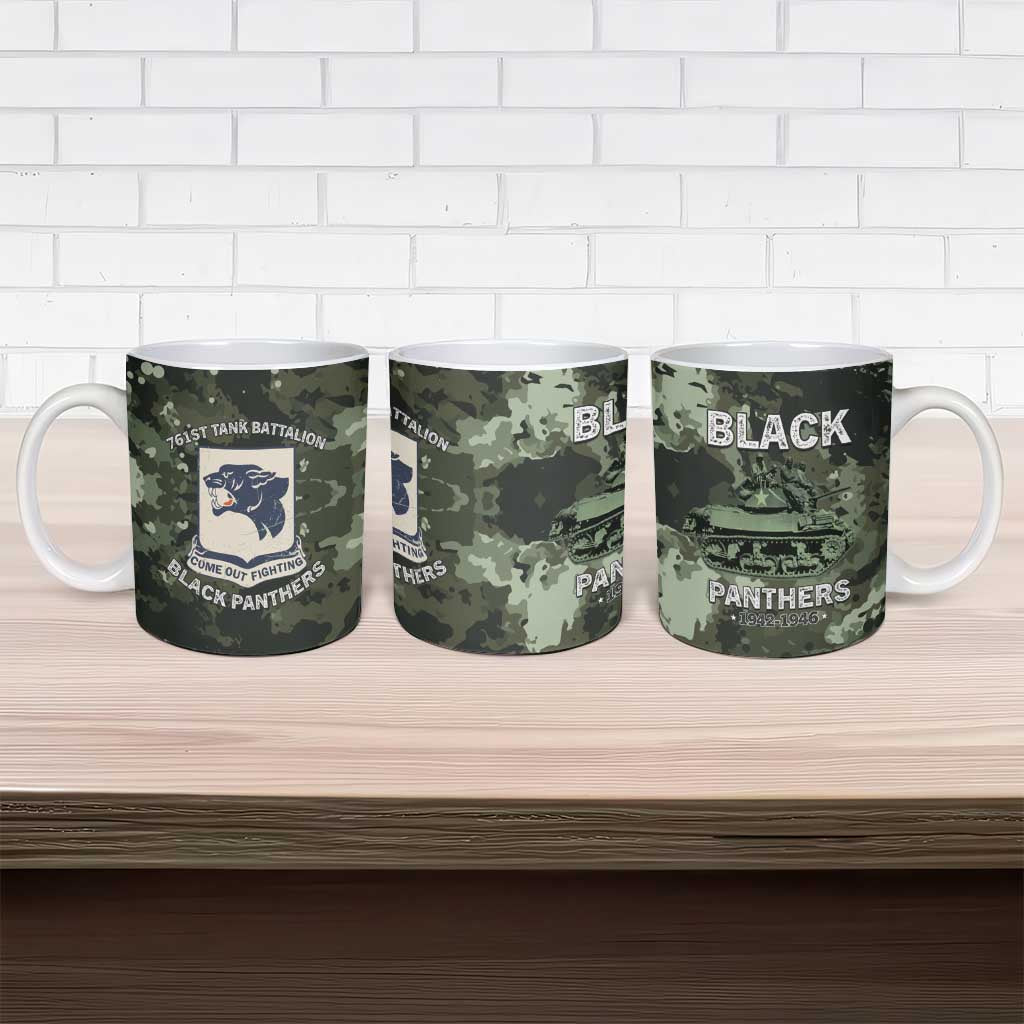 761st Tank Battalion Black Panthers Ceramic Mug WWII Military Camouflage - African Pride