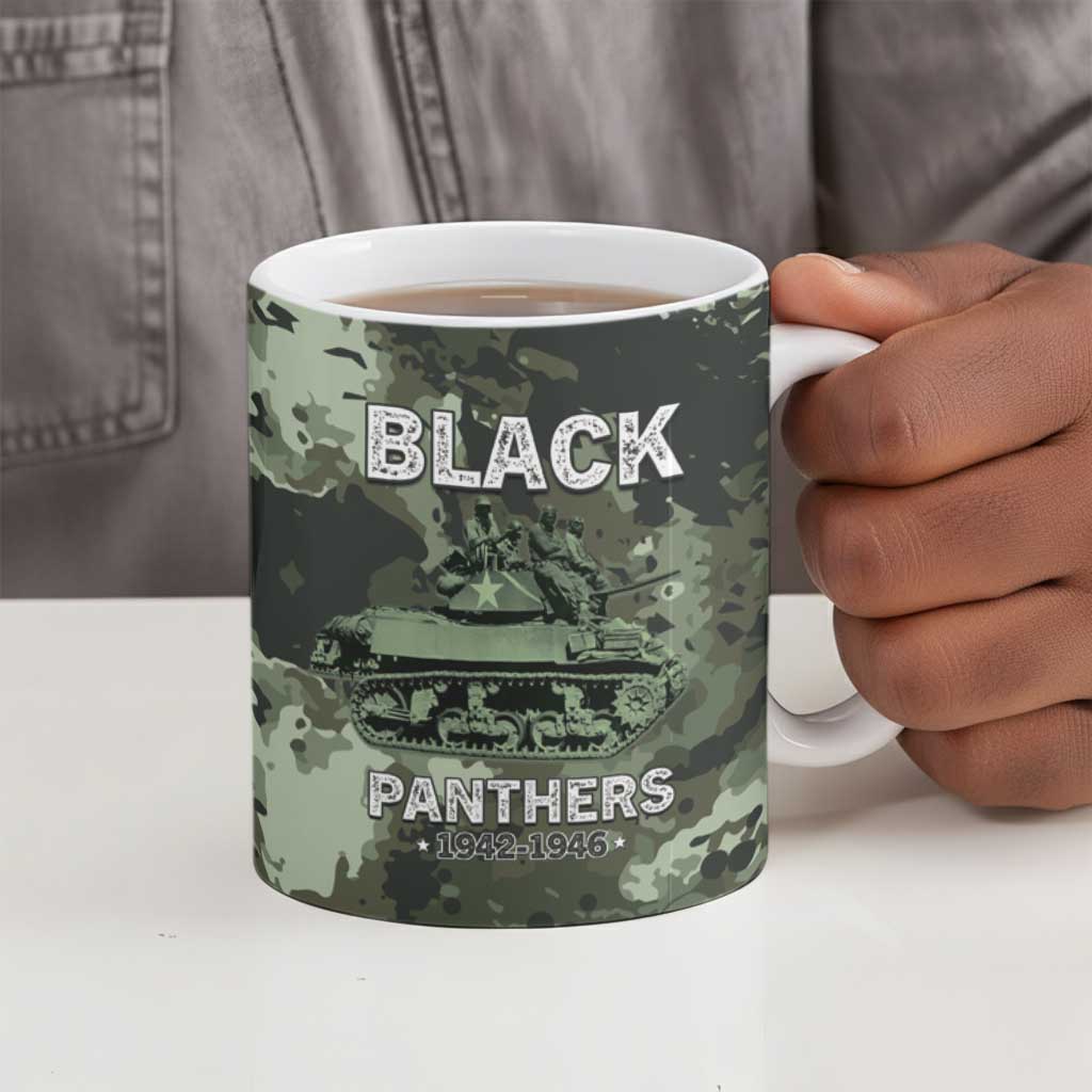761st Tank Battalion Black Panthers Ceramic Mug WWII Military Camouflage - African Pride