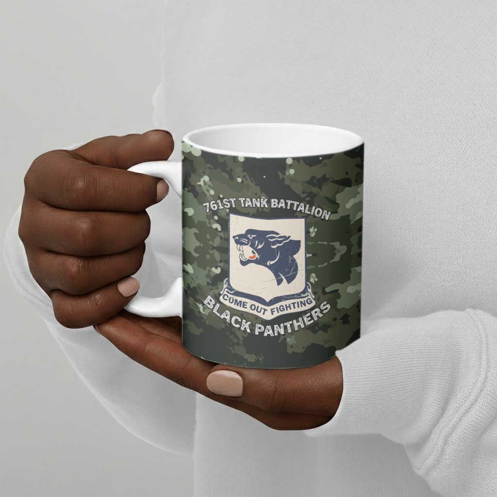 761st Tank Battalion Black Panthers Ceramic Mug WWII Military Camouflage - African Pride