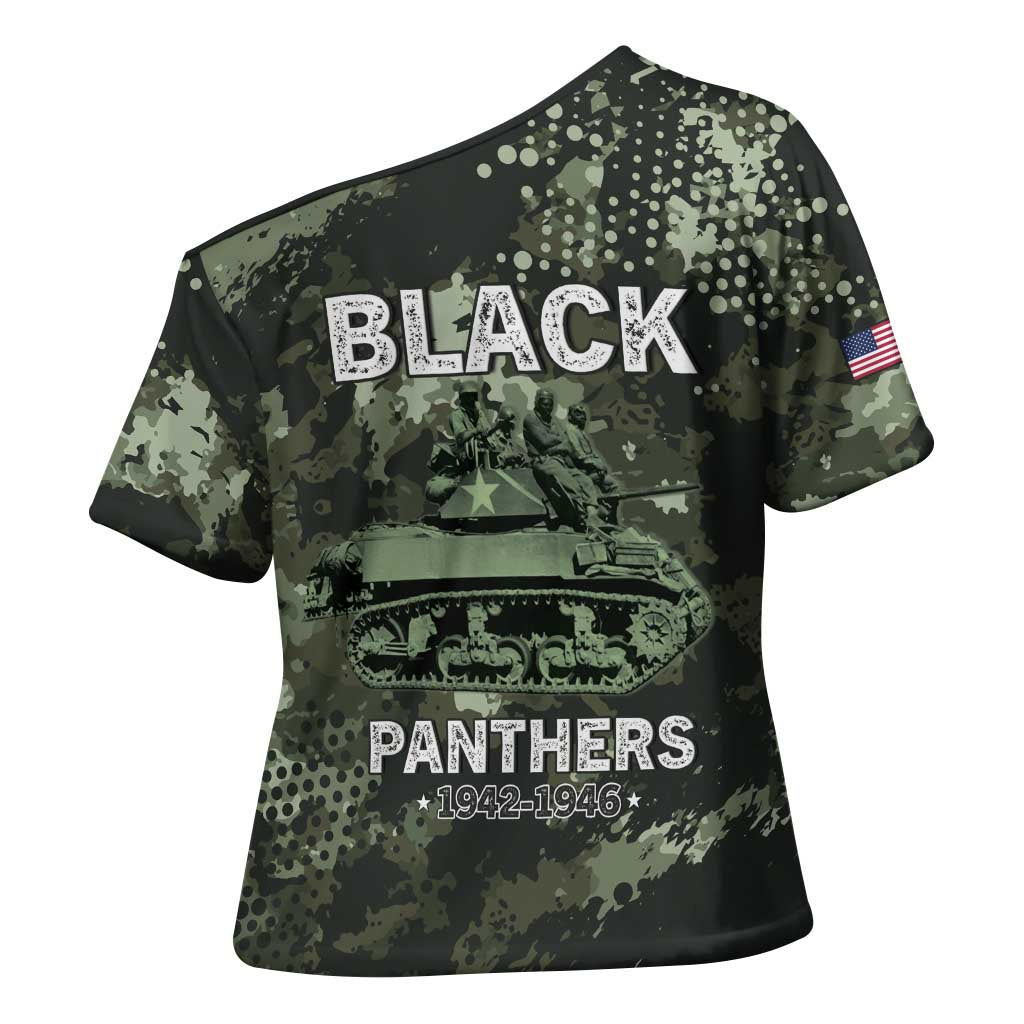761st Tank Battalion Black Panthers Cross Shoulder Shirt WWII Military Camouflage - African Pride