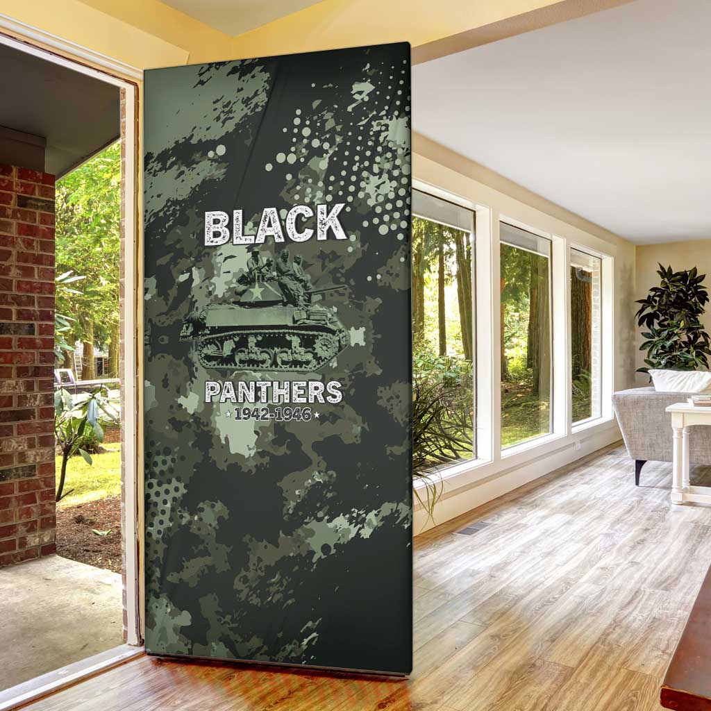 761st Tank Battalion Black Panthers Door Cover WWII Military Camouflage - African Pride