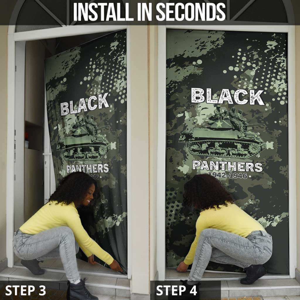 761st Tank Battalion Black Panthers Door Cover WWII Military Camouflage - African Pride