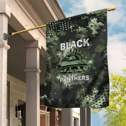 761st Tank Battalion Black Panthers Garden Flag WWII Military Camouflage - African Pride