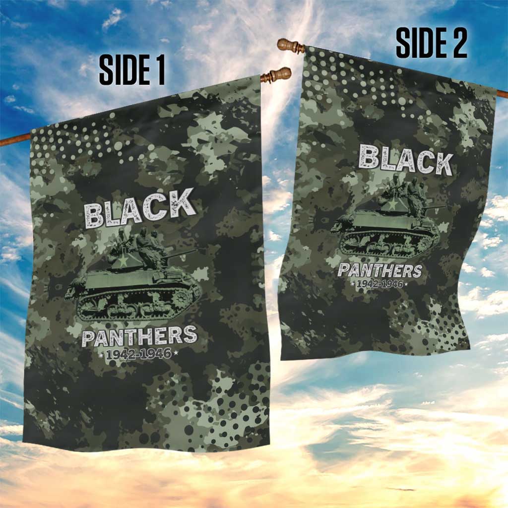 761st Tank Battalion Black Panthers Garden Flag WWII Military Camouflage - African Pride