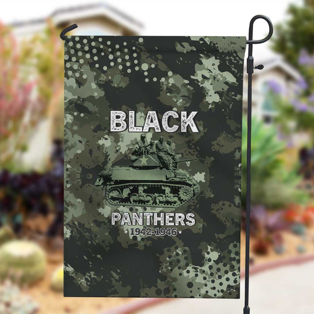 761st Tank Battalion Black Panthers Garden Flag WWII Military Camouflage - African Pride