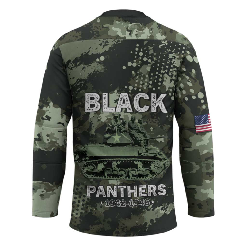 761st Tank Battalion Black Panthers Hockey Jersey WWII Military Camouflage - African Pride