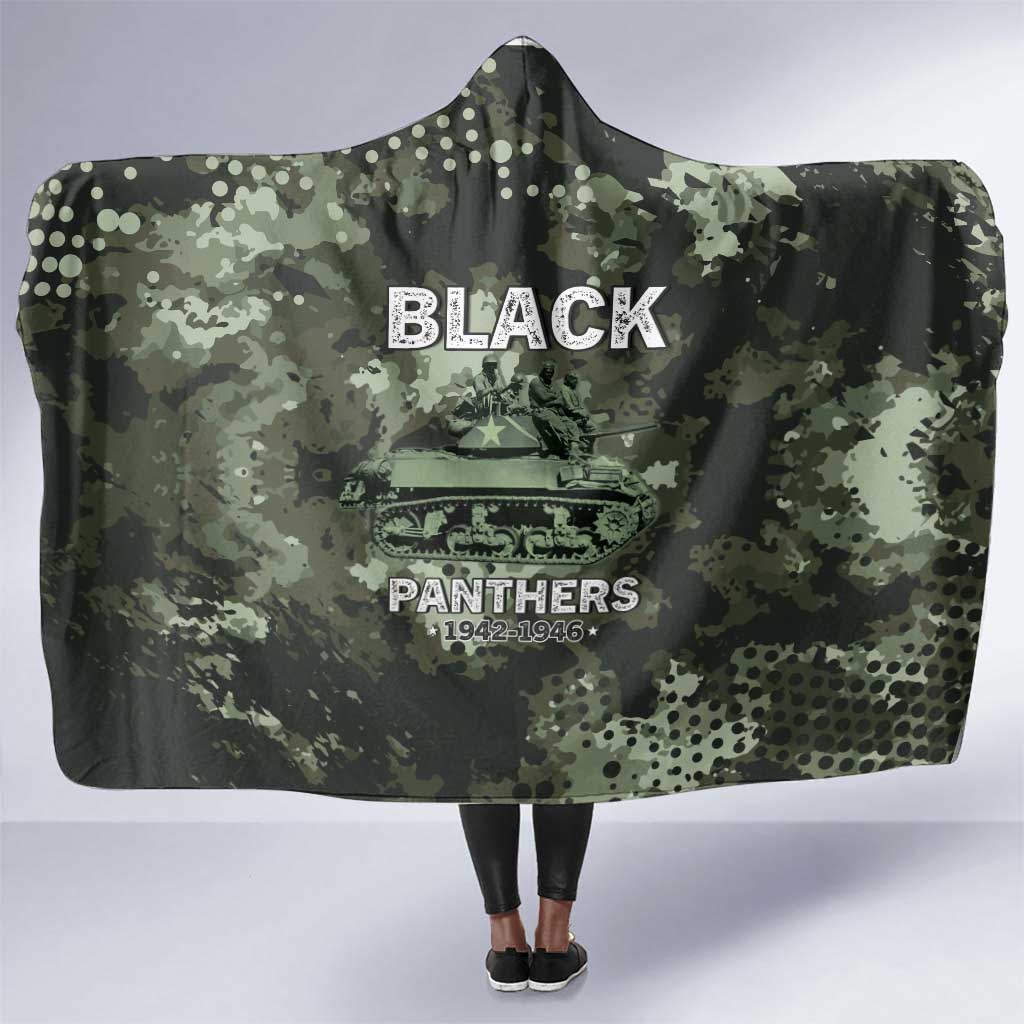 761st Tank Battalion Black Panthers Hooded Blanket WWII Military Camouflage - African Pride