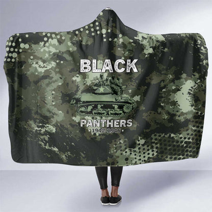 761st Tank Battalion Black Panthers Hooded Blanket WWII Military Camouflage - African Pride