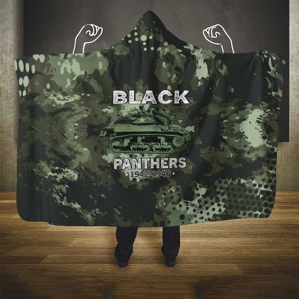 761st Tank Battalion Black Panthers Hooded Blanket WWII Military Camouflage - African Pride