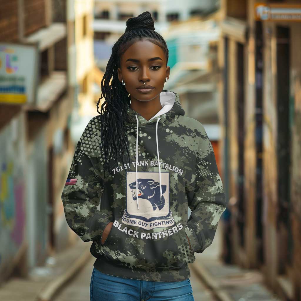 761st Tank Battalion Black Panthers Hoodie WWII Military Camouflage - African Pride