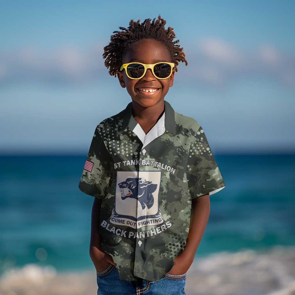 761st Tank Battalion Black Panthers Kid Hawaiian Shirt WWII Military Camouflage - African Pride
