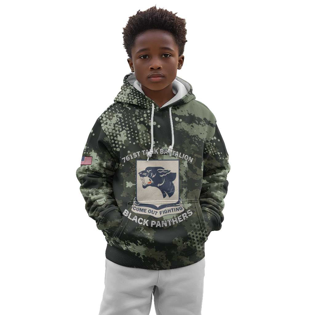 761st Tank Battalion Black Panthers Kid Hoodie WWII Military Camouflage - African Pride