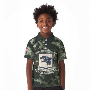 761st Tank Battalion Black Panthers Kid Polo Shirt WWII Military Camouflage - African Pride