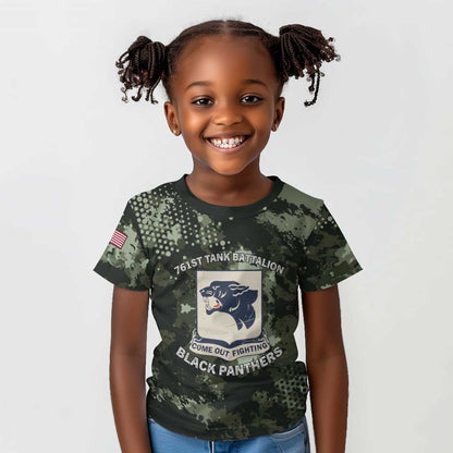 761st Tank Battalion Black Panthers Kid T shirt WWII Military Camouflage - African Pride