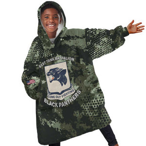 761st Tank Battalion Black Panthers Kid Wearable Blanket Hoodie WWII Military Camouflage - African Pride