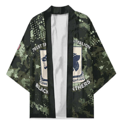 761st Tank Battalion Black Panthers Kimono WWII Military Camouflage - African Pride