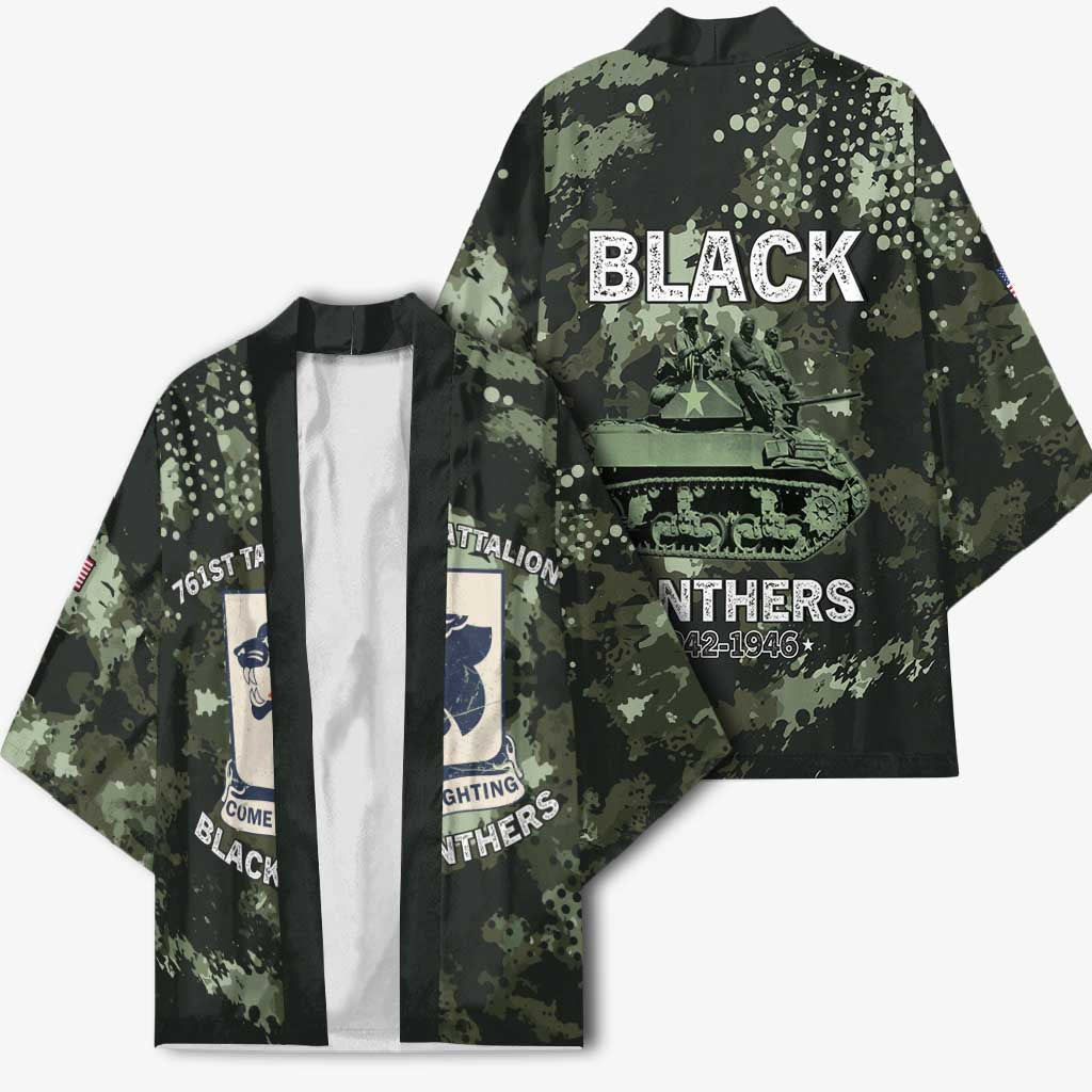 761st Tank Battalion Black Panthers Kimono WWII Military Camouflage - African Pride