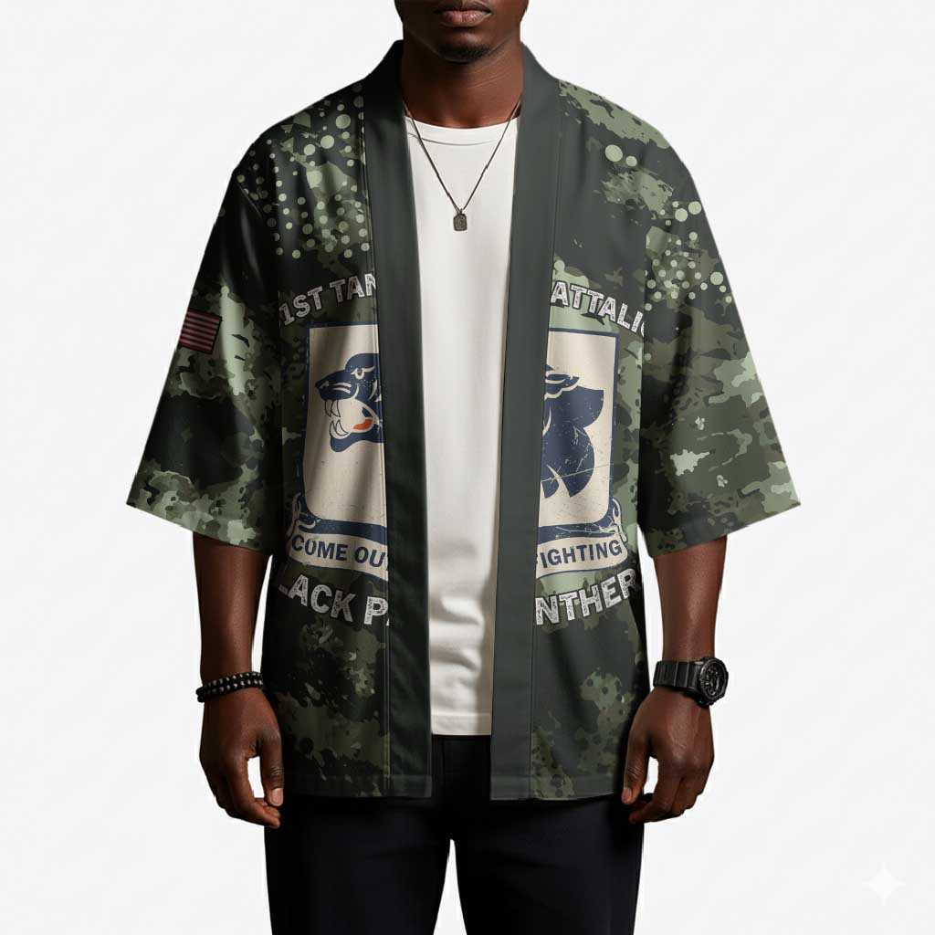 761st Tank Battalion Black Panthers Kimono WWII Military Camouflage - African Pride