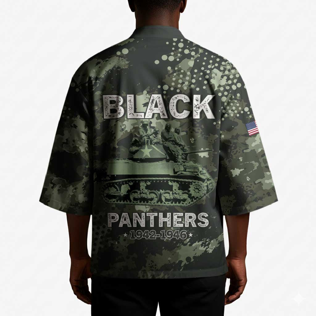 761st Tank Battalion Black Panthers Kimono WWII Military Camouflage - African Pride