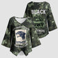 761st Tank Battalion Black Panthers Kimono Sleeve Blouse WWII Military Camouflage - African Pride