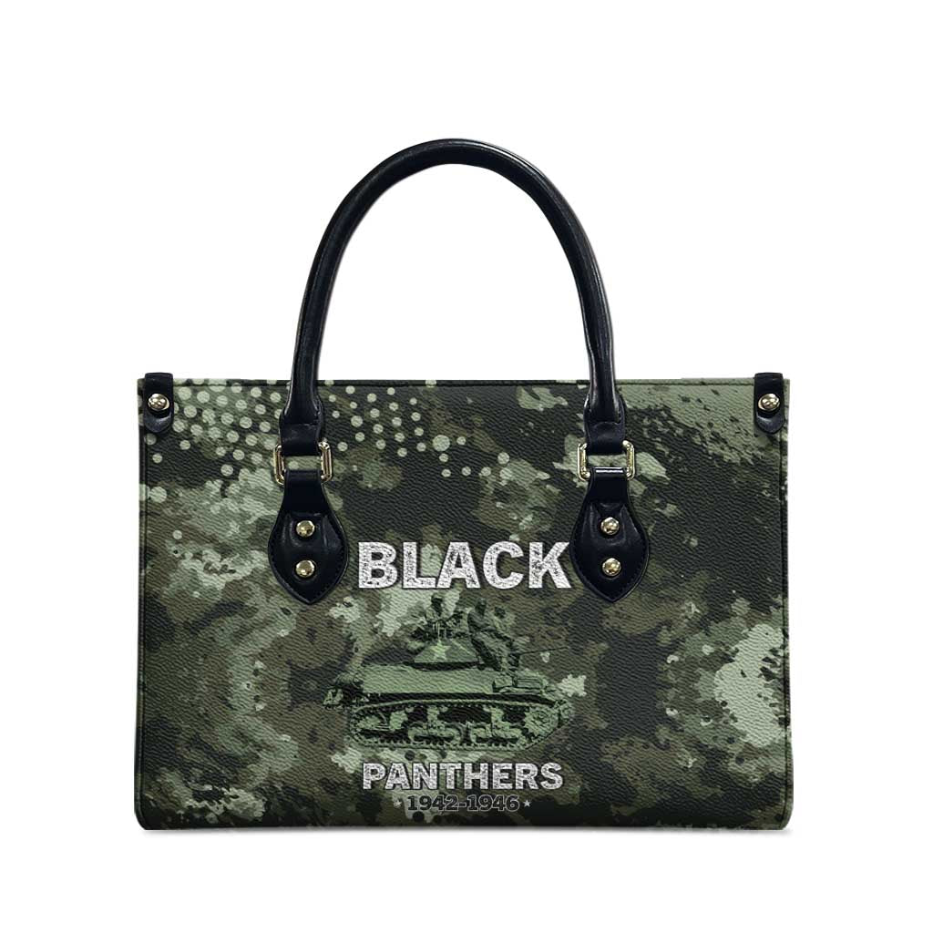 761st Tank Battalion Black Panthers Leather Bag WWII Military Camouflage - African Pride
